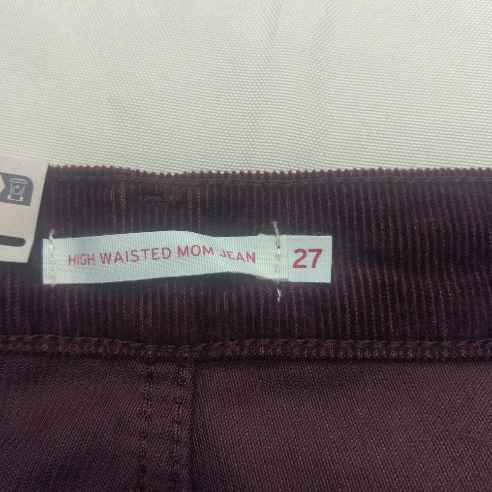 LEVI'S Women's High Waisted Corduroy Mom Jeans Burgundy 27x29 Marron Burgundy-NW - Picture 4 of 12